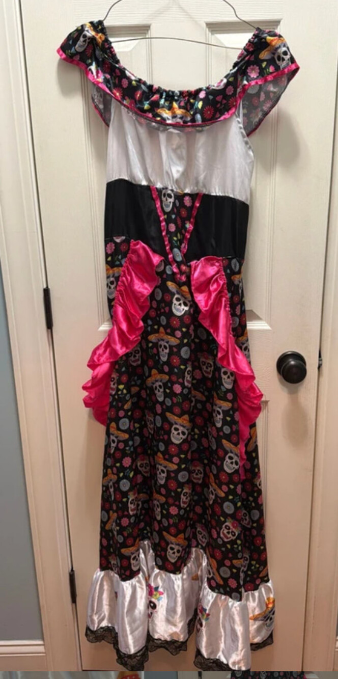 Day of the Dead Costume Dress Adult XL Halloween Cosplay